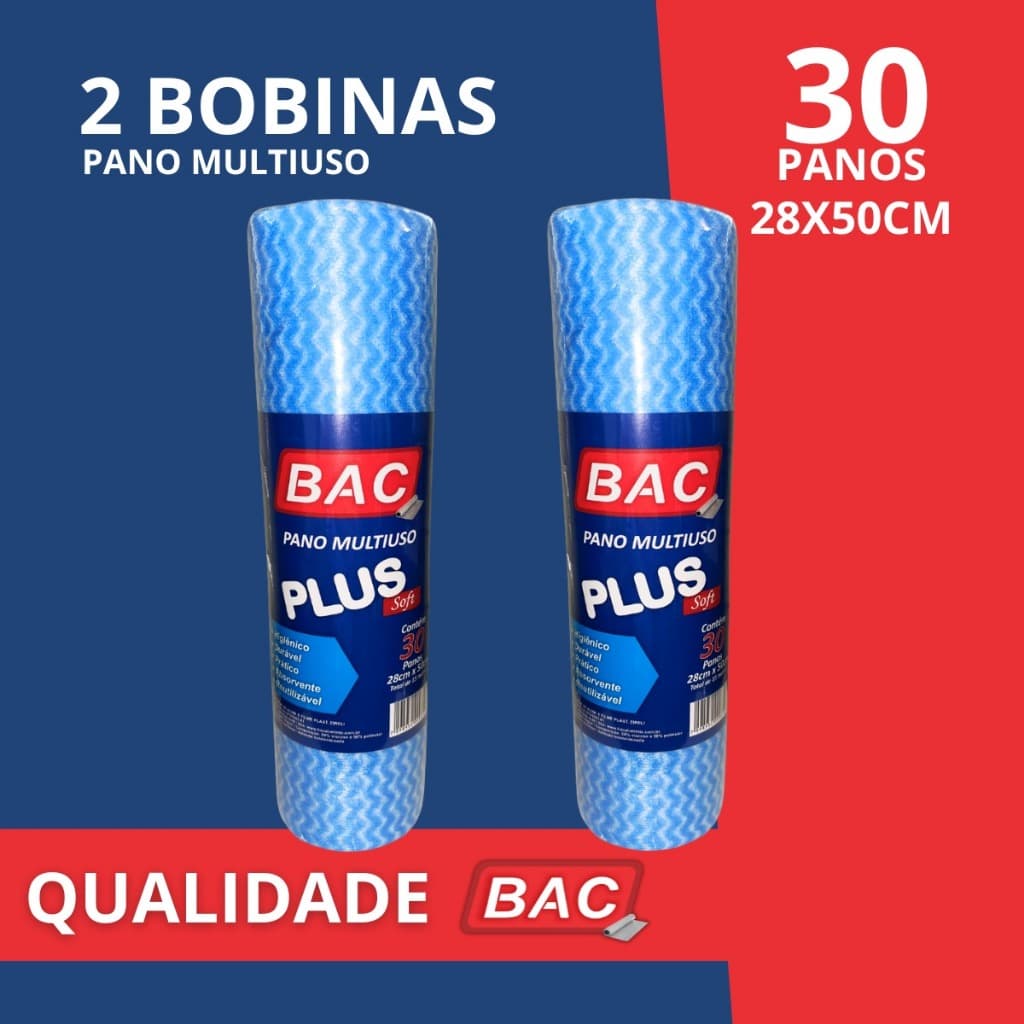 Kit 2 Rolo Bobina Pano Multiuso Tipo Perfex 15 Metros 30 Panos Qualidade BAC