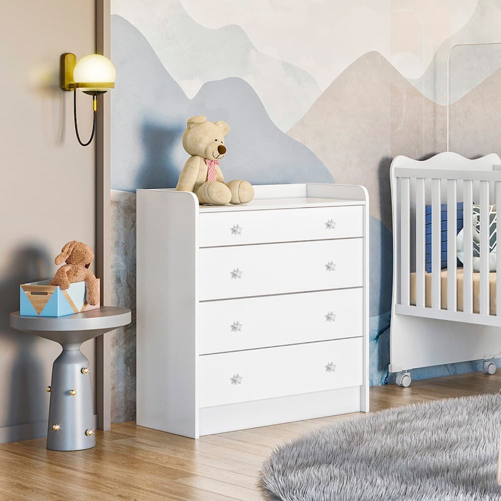 Cômoda Infantil Pirulito C/ Suporte para Trocador Branco