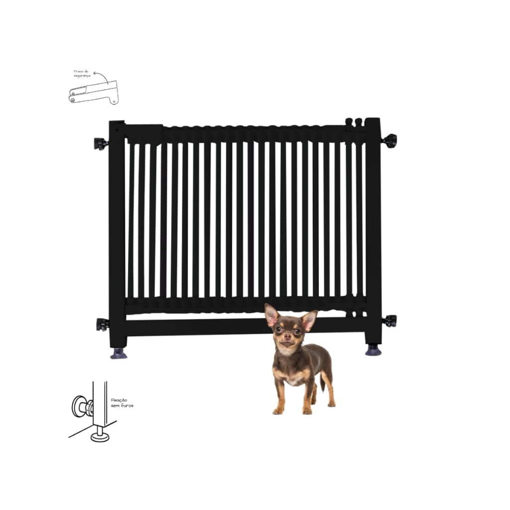 Portão de Segurança para Cachorros 78cm a 82cm | PVC e Aço Carbono |Alta Qualidade e Trava Ajustável