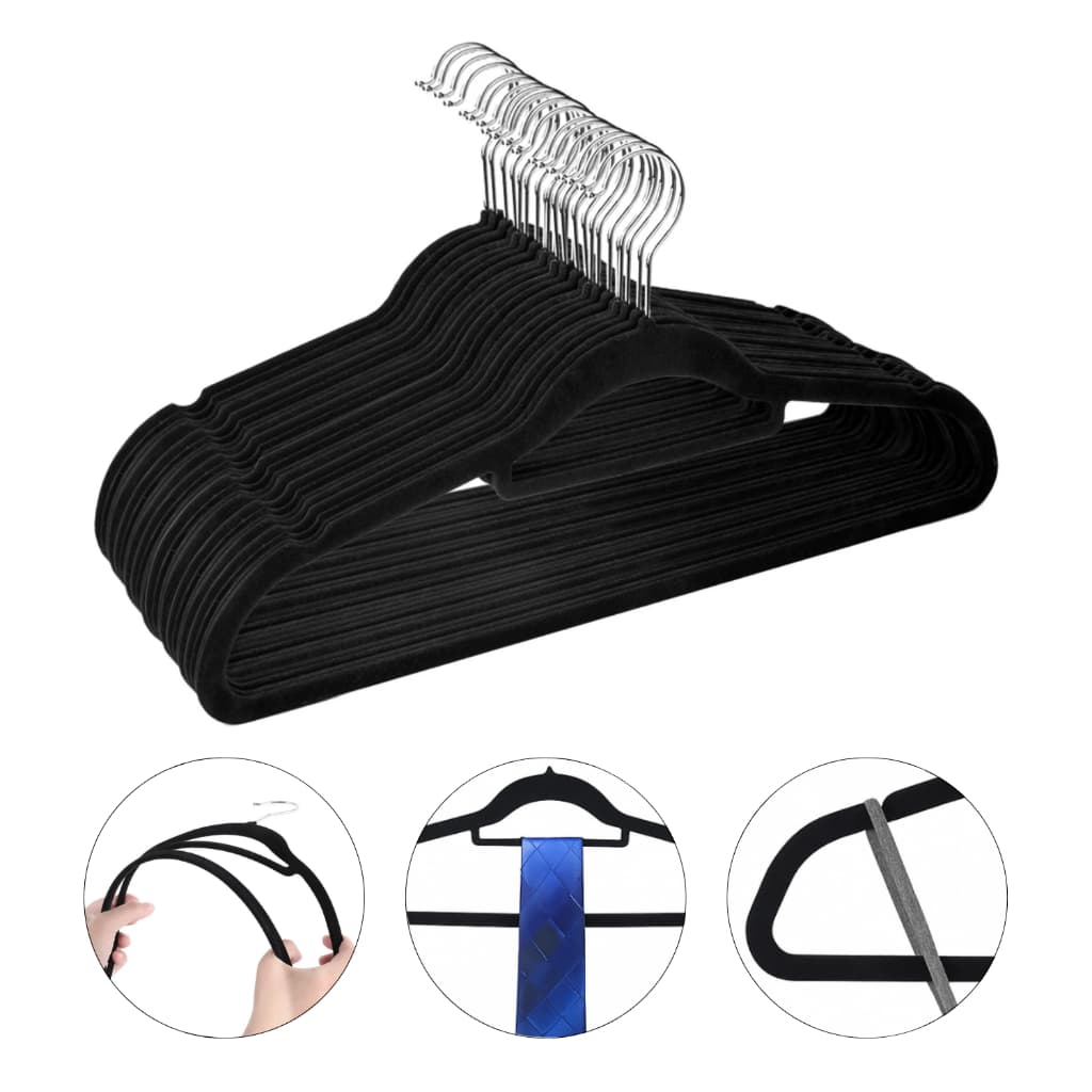 Kit 20 Cabides de Veludo Antiderrapante – ABS Resistente, Ideal Para Camisas e Vestidos