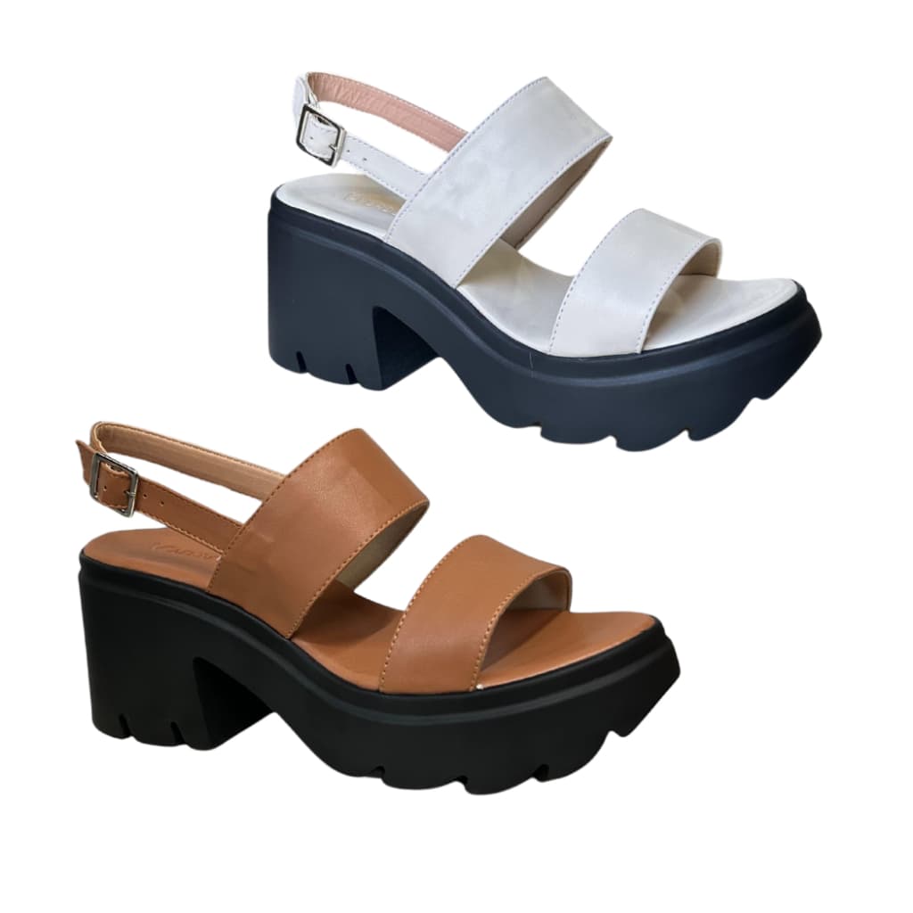 Kit 2 Sandália Feminina Plataforma Sola Macia Leve SaltoTratorado Flatform Off e Caramelo