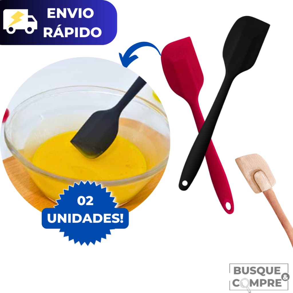 2 Mini Espátula Raspadora Silicone Reta Utensílio Cozinha Bolo Massa