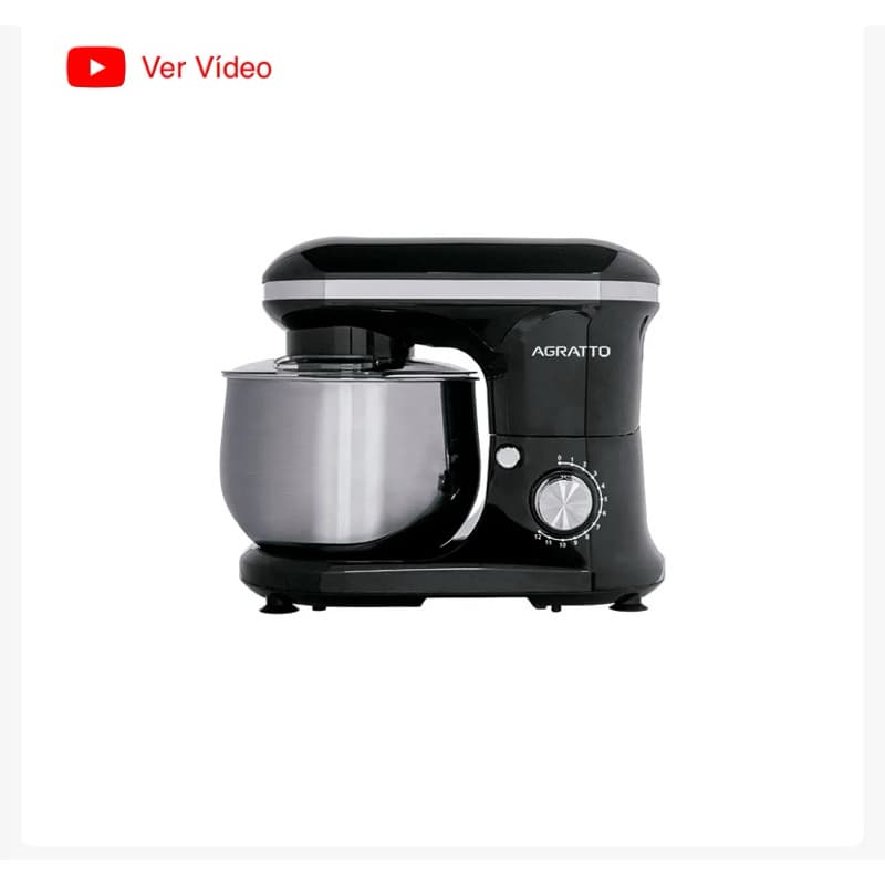 Batedeira Planetária Supremma Preta 5 litros 700W Agratto