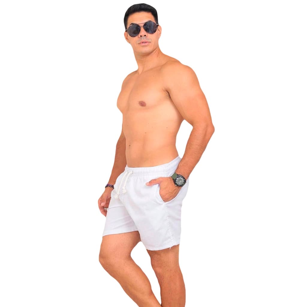 Bermuda Masculina Branco Neve em Linho Premium
