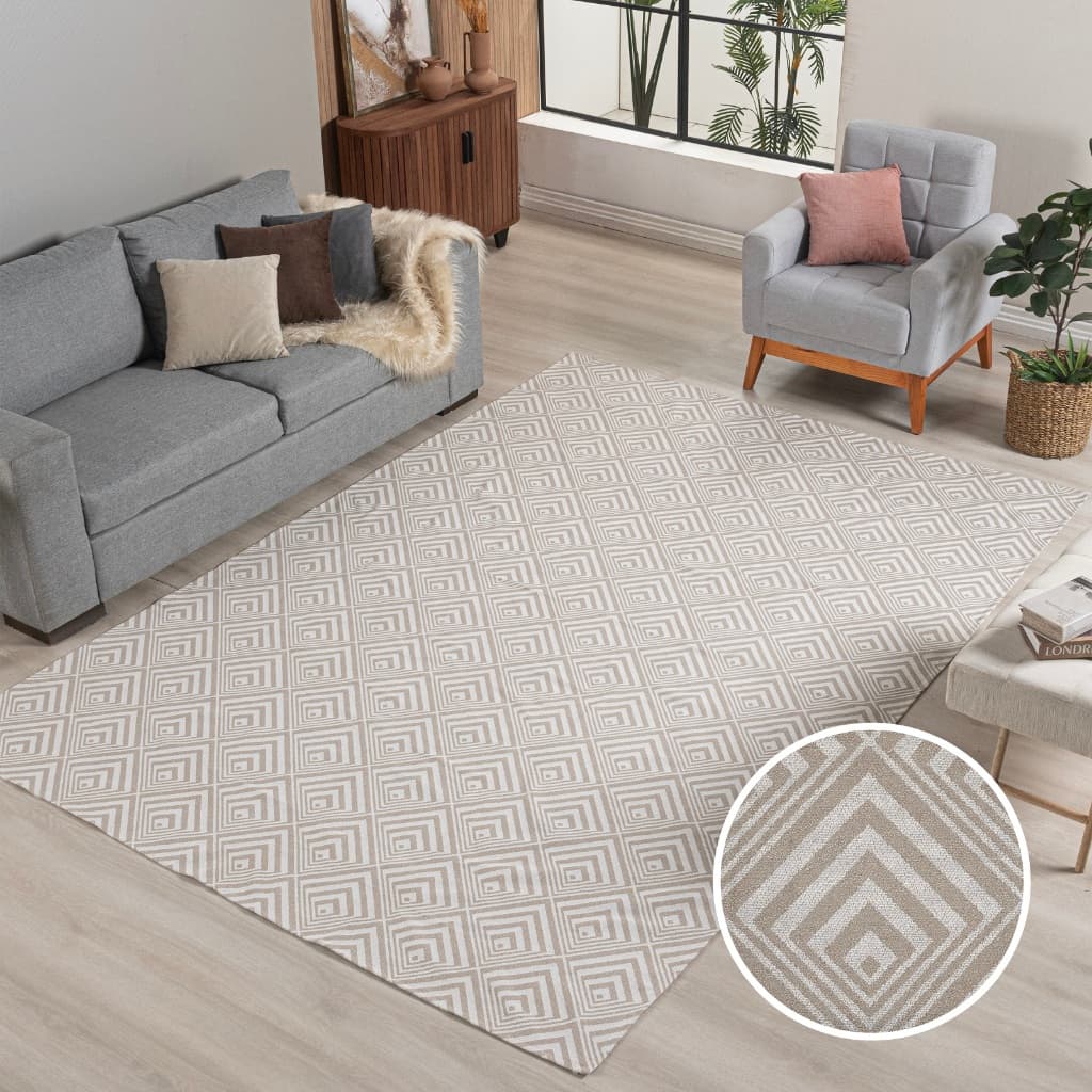 Tapete Jacquard 3,00 M X 1,40 M Antiderrapante design Geométrico Para Sala, Escritório E Quarto