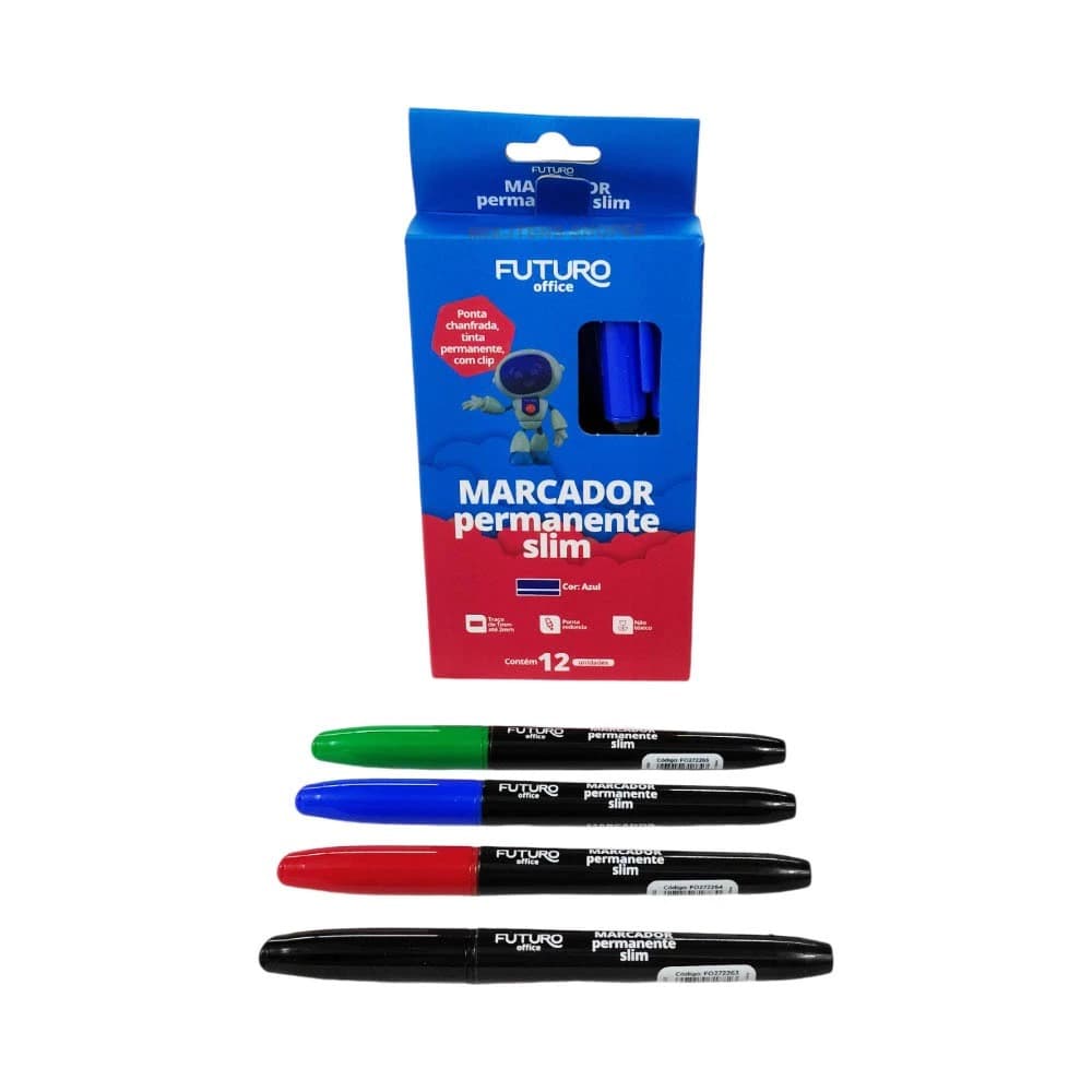 kit 4 Caneta Marcador Permanente Slim Pincel Atomico Futuro