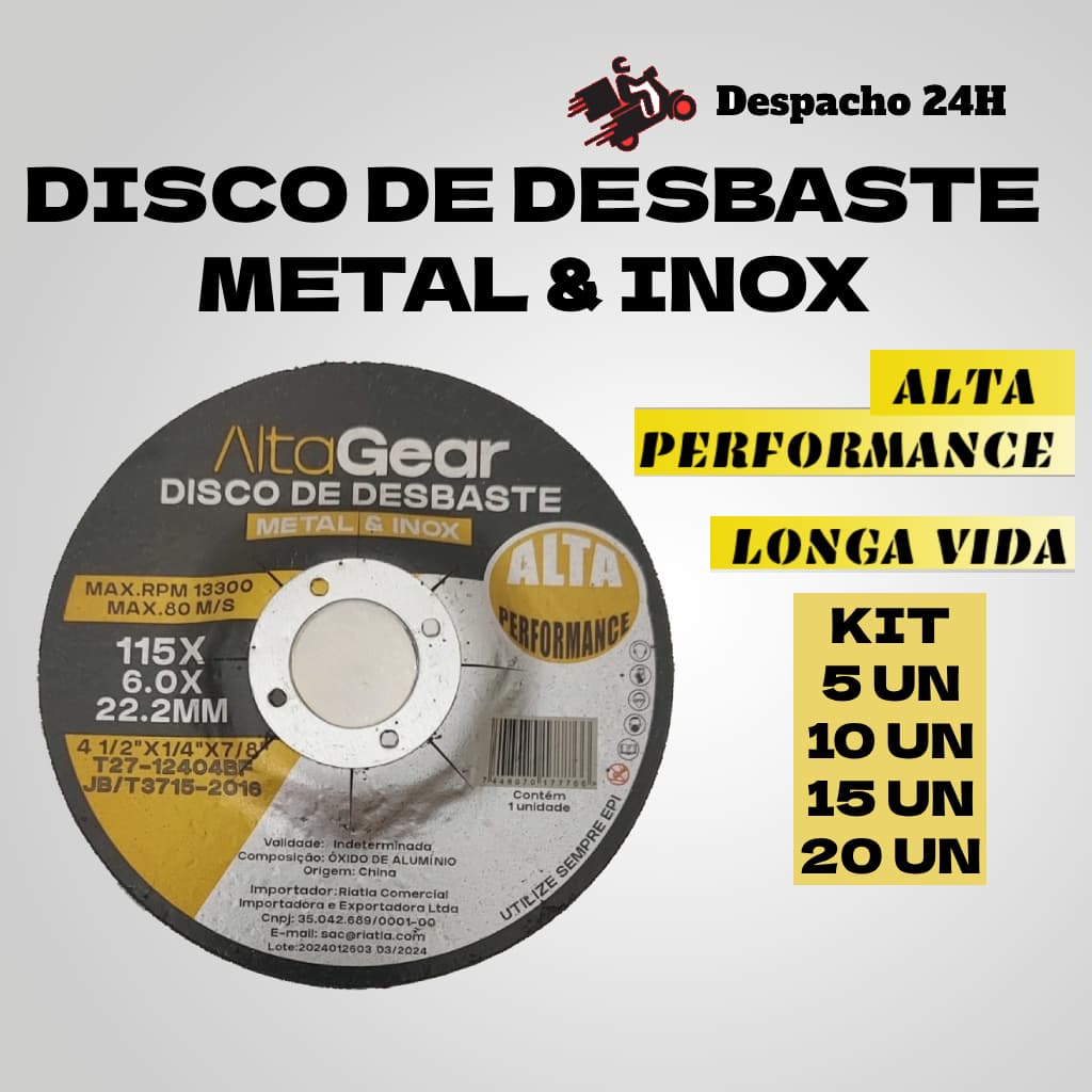 Disco de Desbaste para Aço Ferro 4" (4.1/2 x 1/4 x 7/8)
