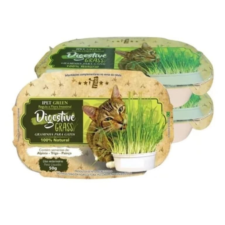 Graminha para Gato Auxilia Digestão e Elimina Toxinas - Digestive Grass Ipet 50g