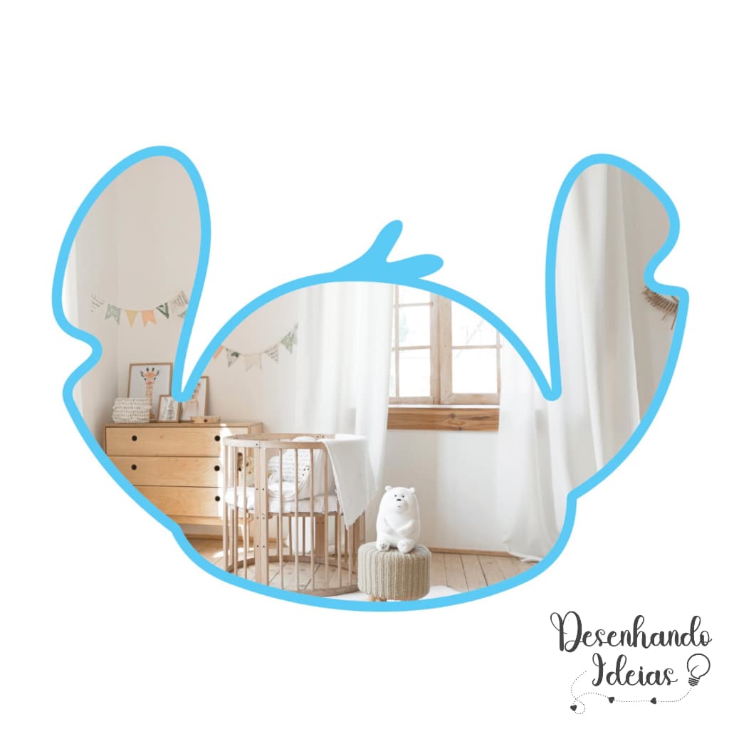 Espelho Stitch Disney 20cm em Acrílico 3D Decoração Infantil Fofa para Quartos