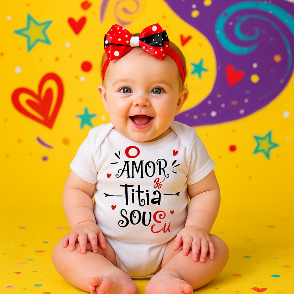 Body Bebê Frase Amor da Titia Sou Eu 100% Algodão