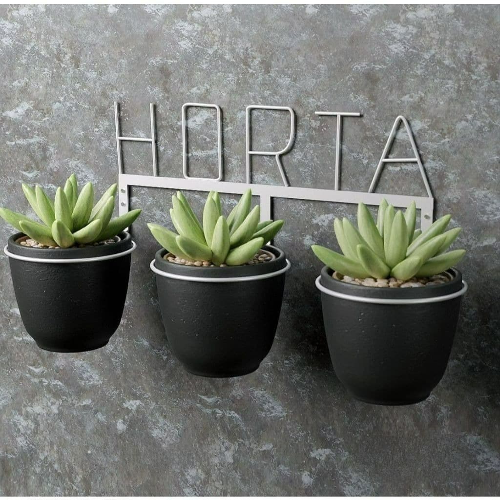 Suporte para Vasos de Plantas Flores de Parede em Ferro "Horta" – Decoração e Organização de Jardim