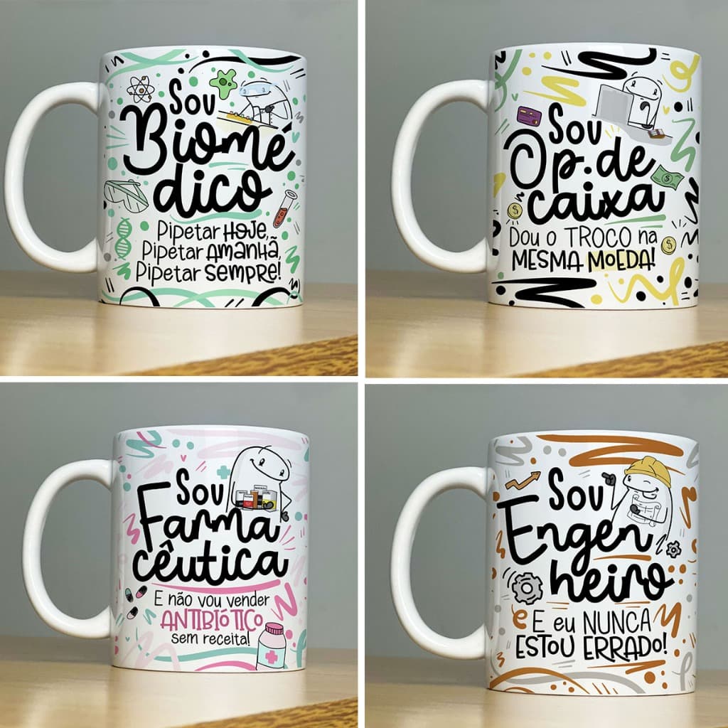 Caneca Personalizada flork profissao de porcelana 325 ml escolha a sua