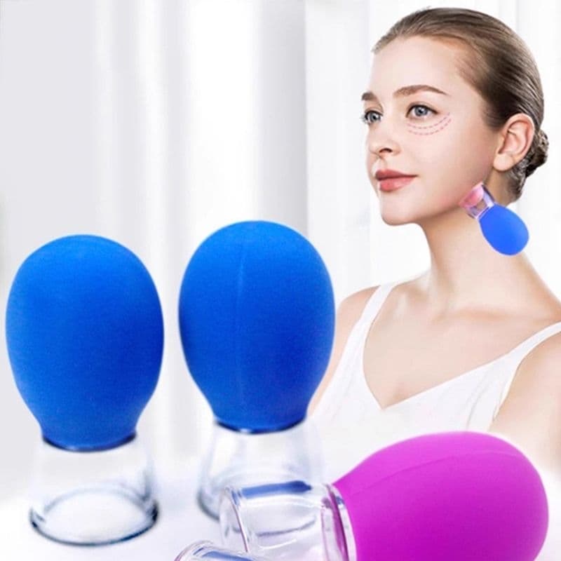 Copo Ventosa Massagem a Vácuo Facial Rosto Corpo Olhos Lifting Face 2 peças