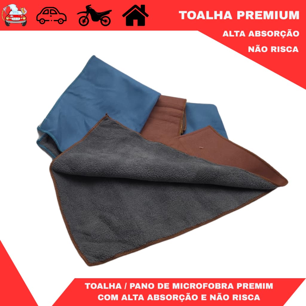 Kit 1, 2, e  3 Flanelas Pano Toalha Microfibra Automotiva Premium 30x30 Cm Para Lavagem de Carro