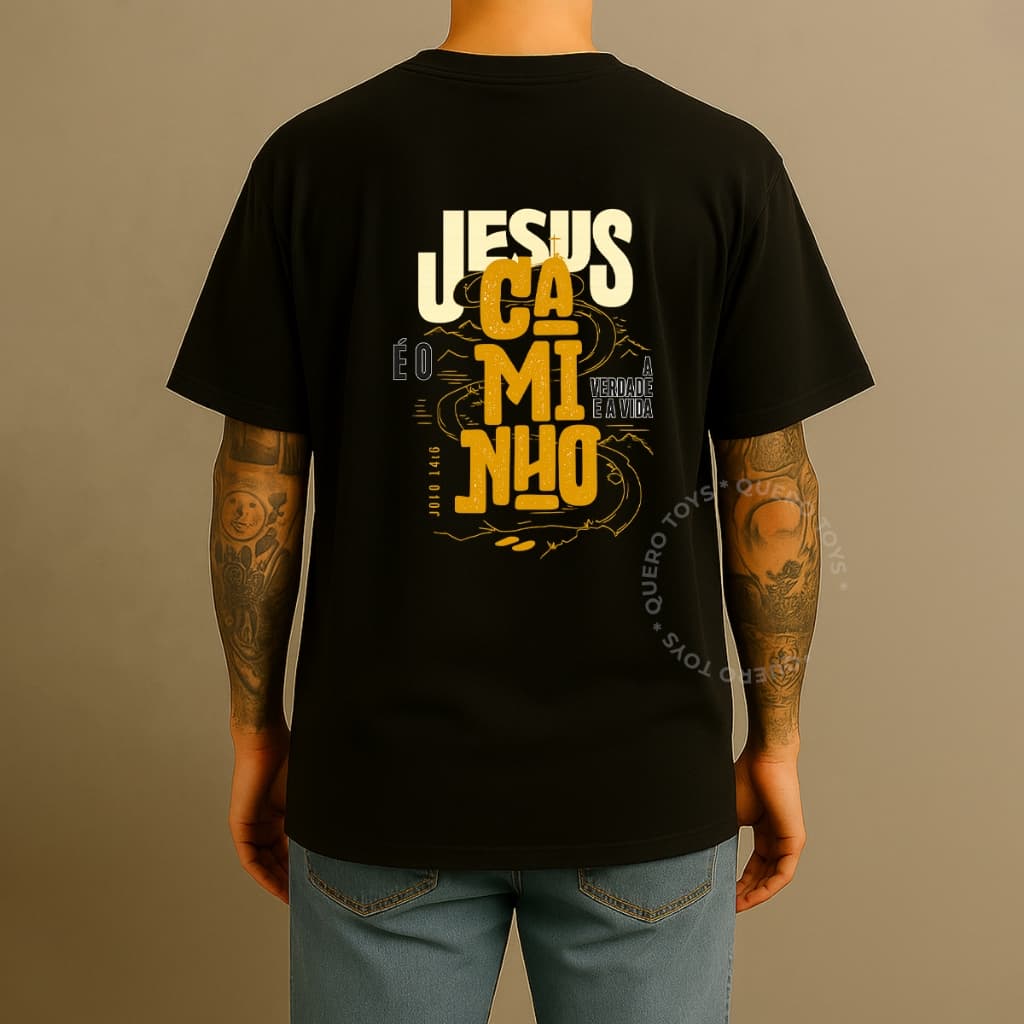 Camiseta Cristã Camisa Masculina e Feminina Streetwear Jesus è o Caminho Blusa Cristã