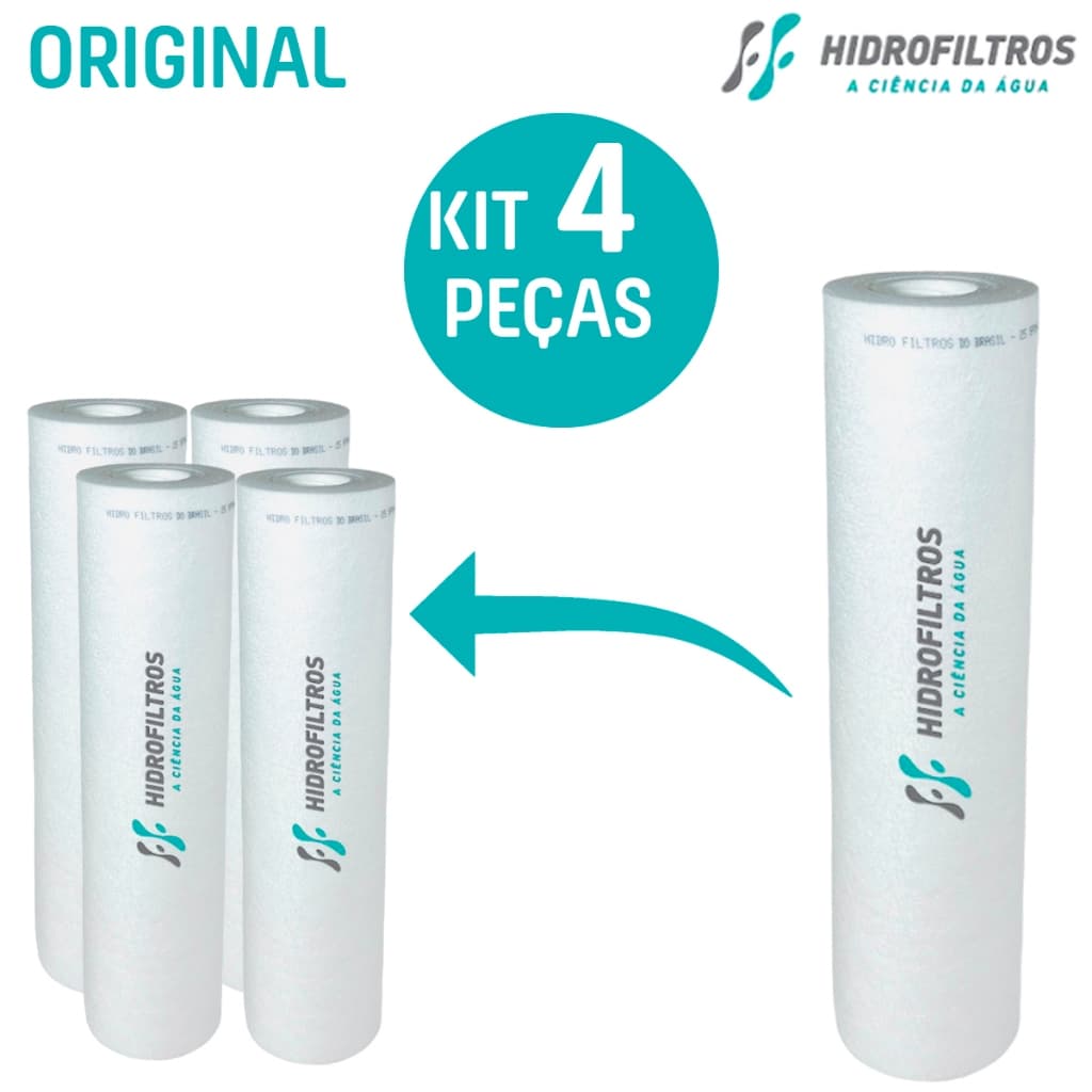 4 Refil Para Filtro de água 9.3/4 ECO Hidrofiltros Original