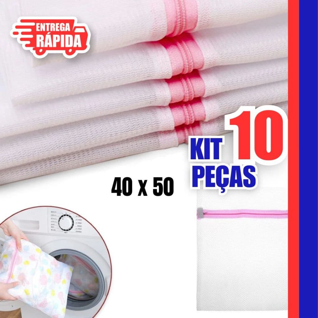 KIT 10 Sacos para maquina de lavar roupas delicadas peças intimas ideal para organizar roupa na mala