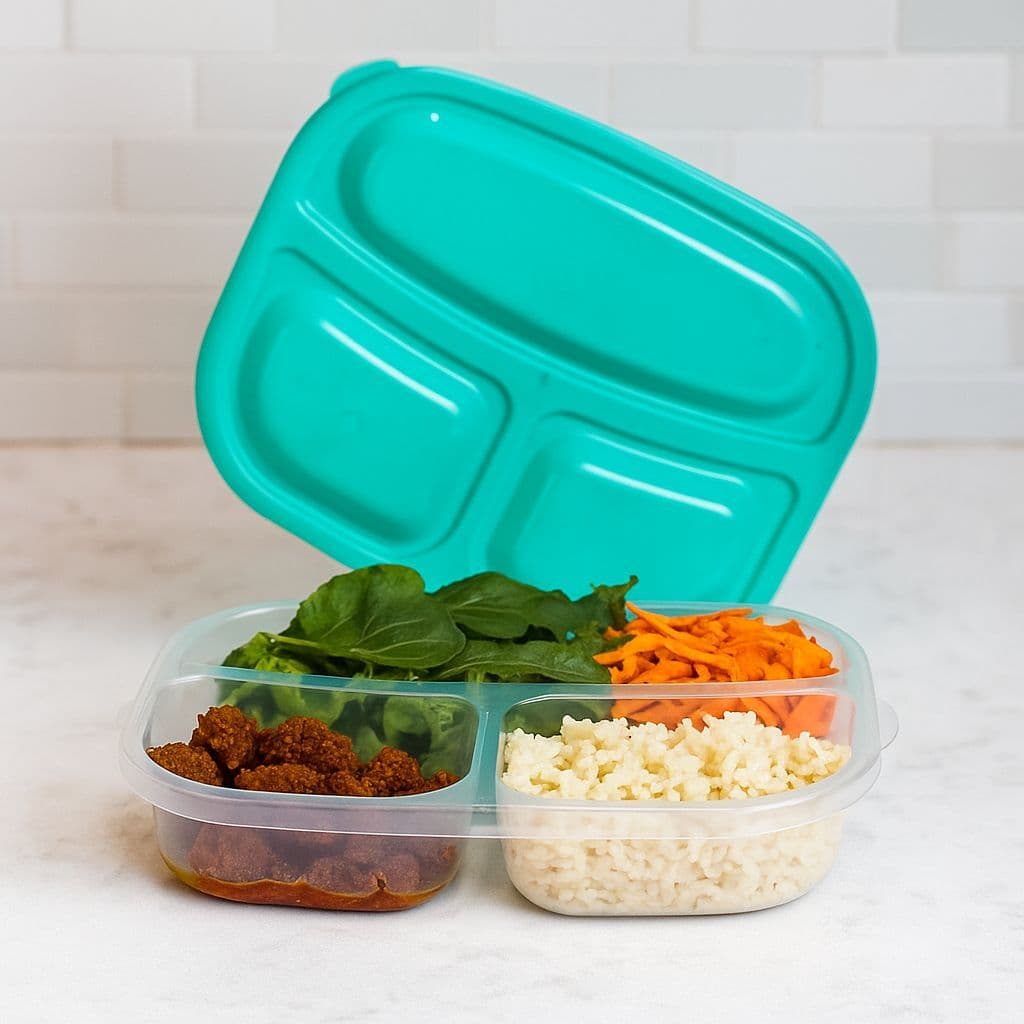 Kit 3 Marmitas Com 3 Divisórias Transparente Com Tampa Ótima Vedação Resistente Cores Sortidas 182