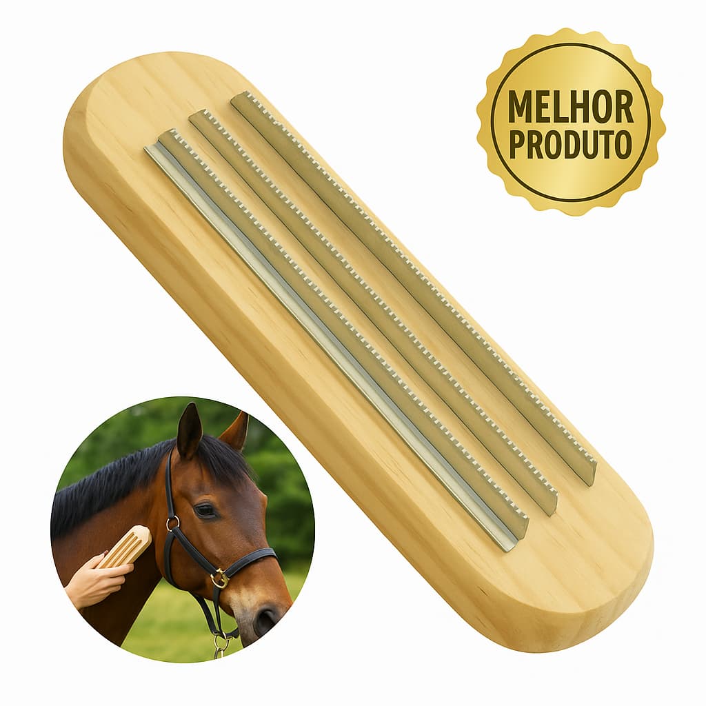 Raspadeira de madeira Americana 25cm para cavalos e similares