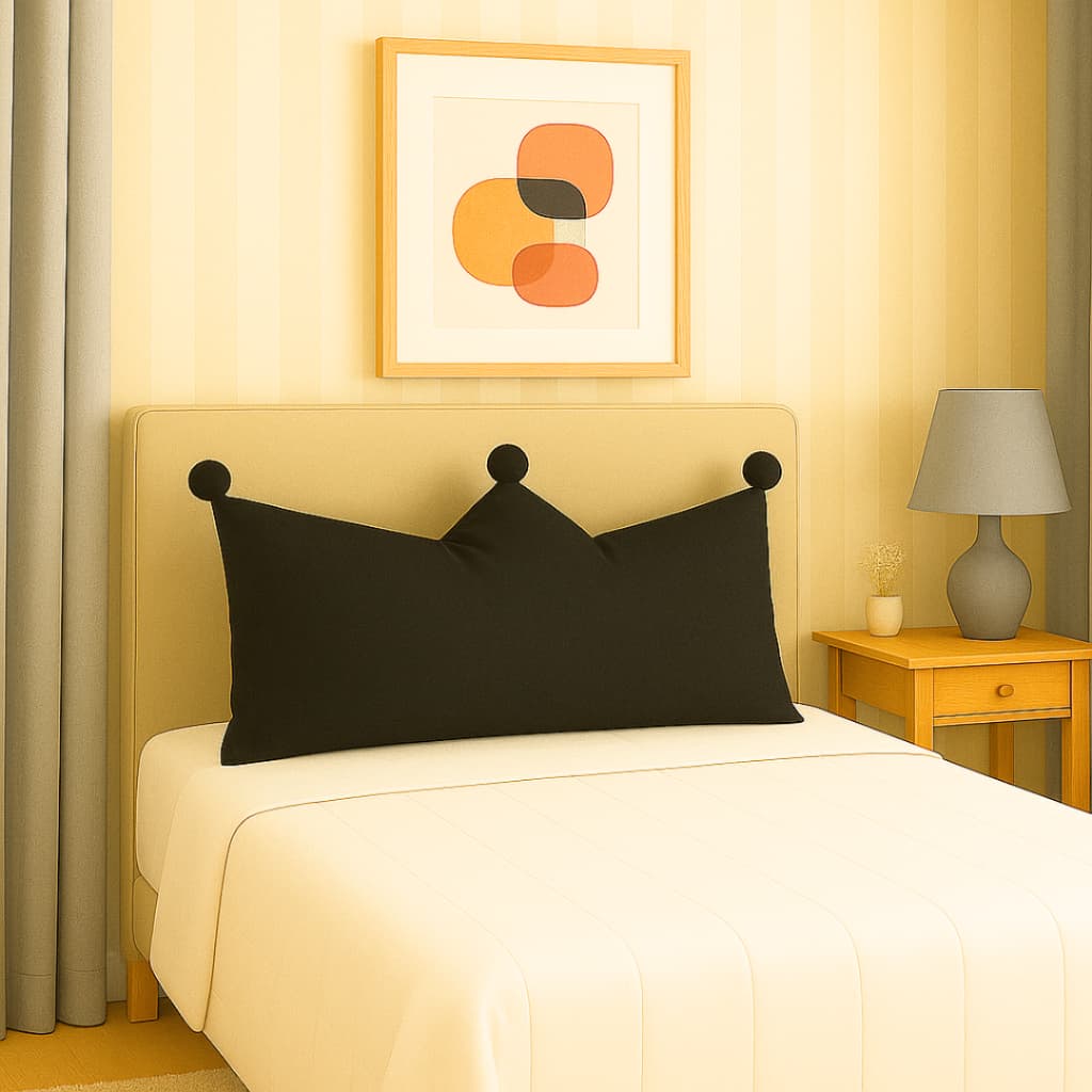 Almofada Coroa Para Cabeceira Cama Casal Box Encosto Capa Lavável Decoração Tumblr Preto Premium