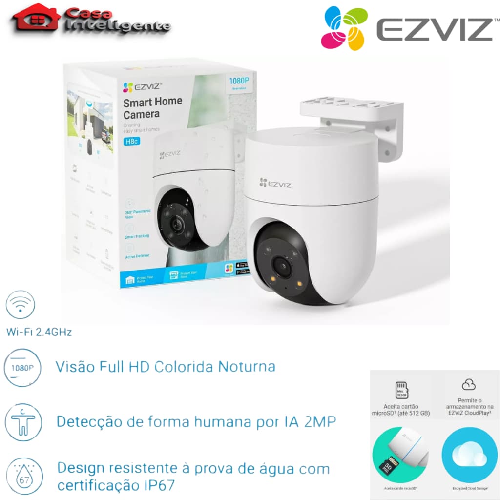 CAMERA IP 360° EXTERNA  WI-FI  EZVIZ INTELIGENTE H8C