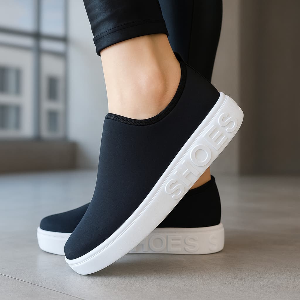 Tênis Feminino Slip On Casual Calce Fácil Confortável Leve Sapatênis Shoes Sem Cadarço Antiderrapante Dia a Dia Trabalho