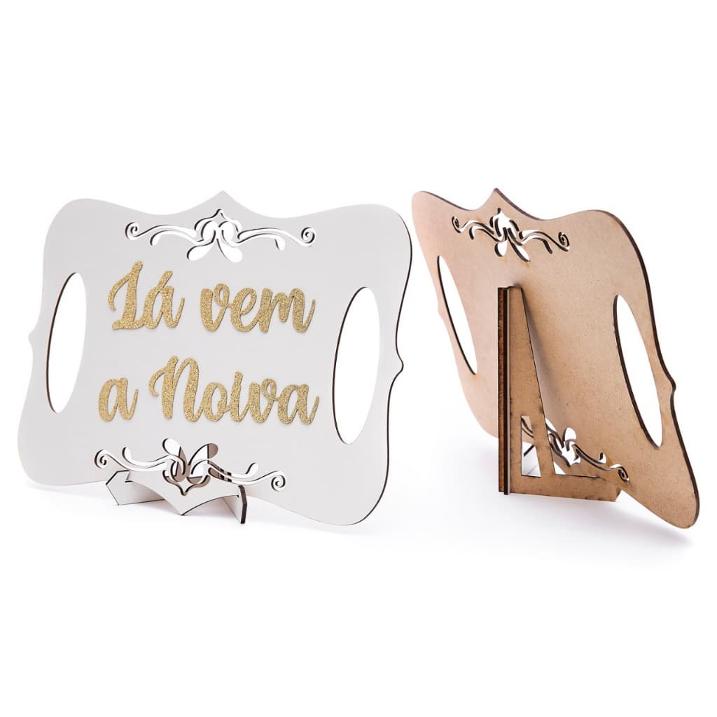 Placa De Casamento Lá Vem A Noiva Entrada na igreja Mdf Kit Cerimonal kit 4 placas