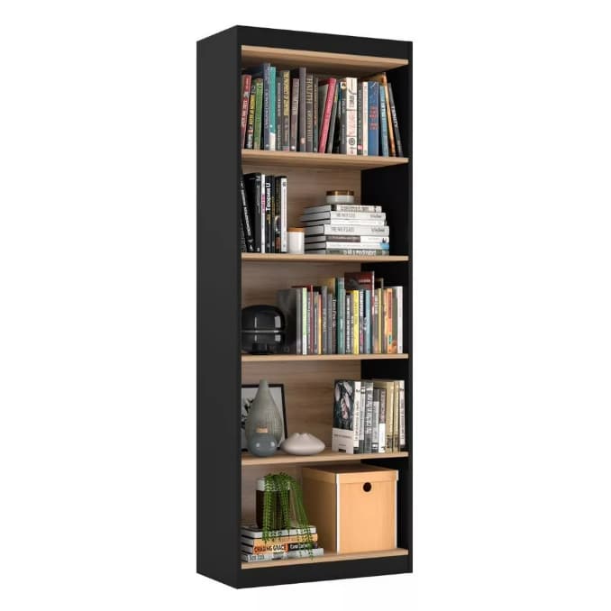 Livreiro Space Organizador Livreiro Para Sala Escritório Space Preto Freijó