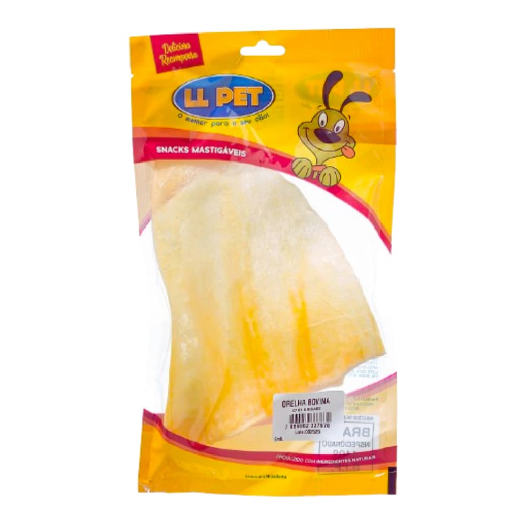 Petisco brinquedo mordedor orelha bovina natural snack mastigável comestivel