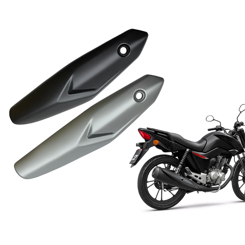 Protetor De Escapamento Preto E Prata Para Titan Fan Start Cargo 160 2016 a 2024