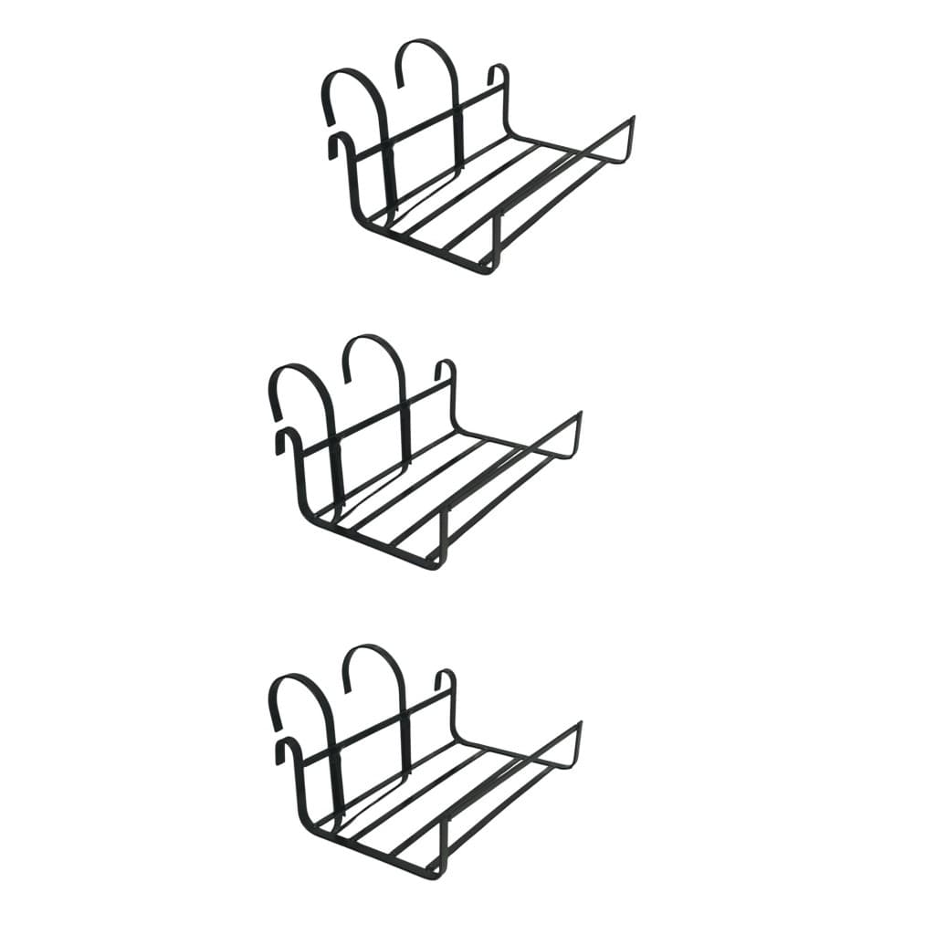 kit 3 Suporte Ferro Para Jardineira 29cm Porta Floreira Vaso Grade Sacada Jardim Preto
