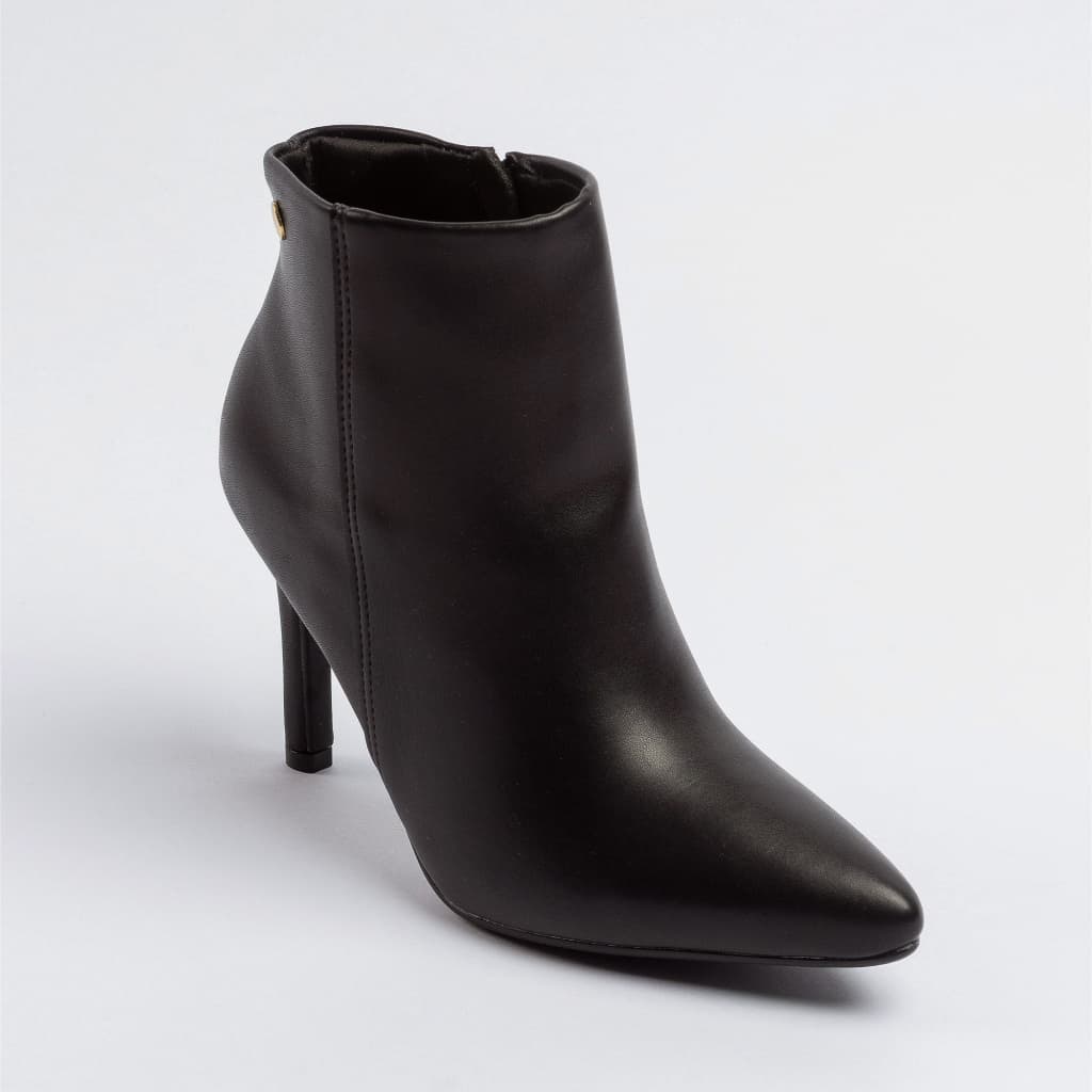 Bota Feminina Cano Curto Vizzano Salto Fino Médio Bico Fino Preta