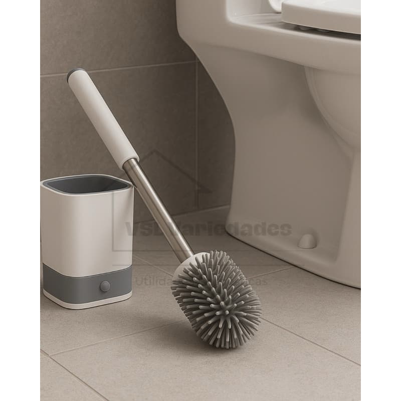 Escova Sanitária de Silicone com Base Alto adesiva para Banheiro Moderno Limpeza