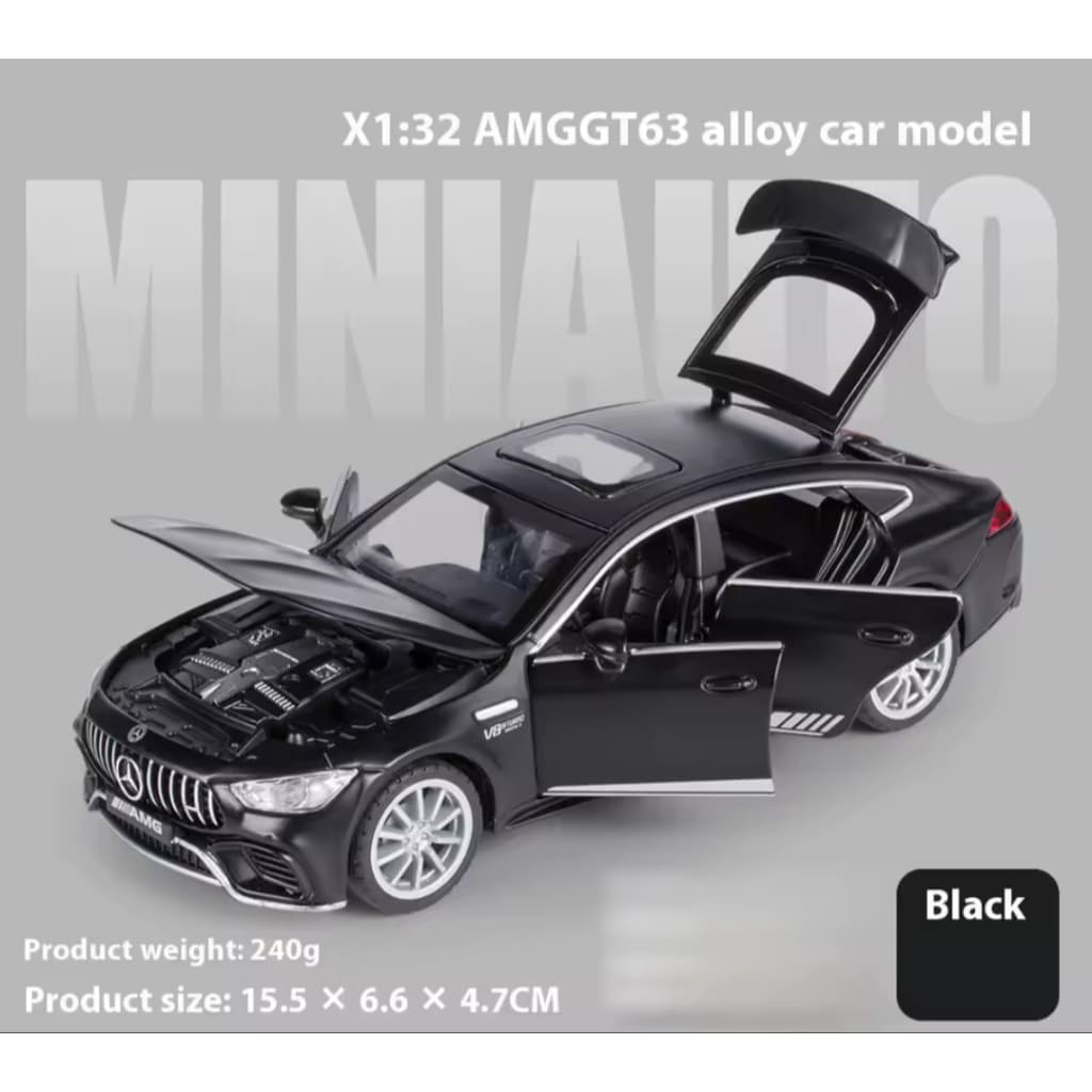 CARRINHO  MERCEDES MINIATURA  GT63, ABRE AS PORTAS, LIGA MOTOR E ACENDE FARÓIS
