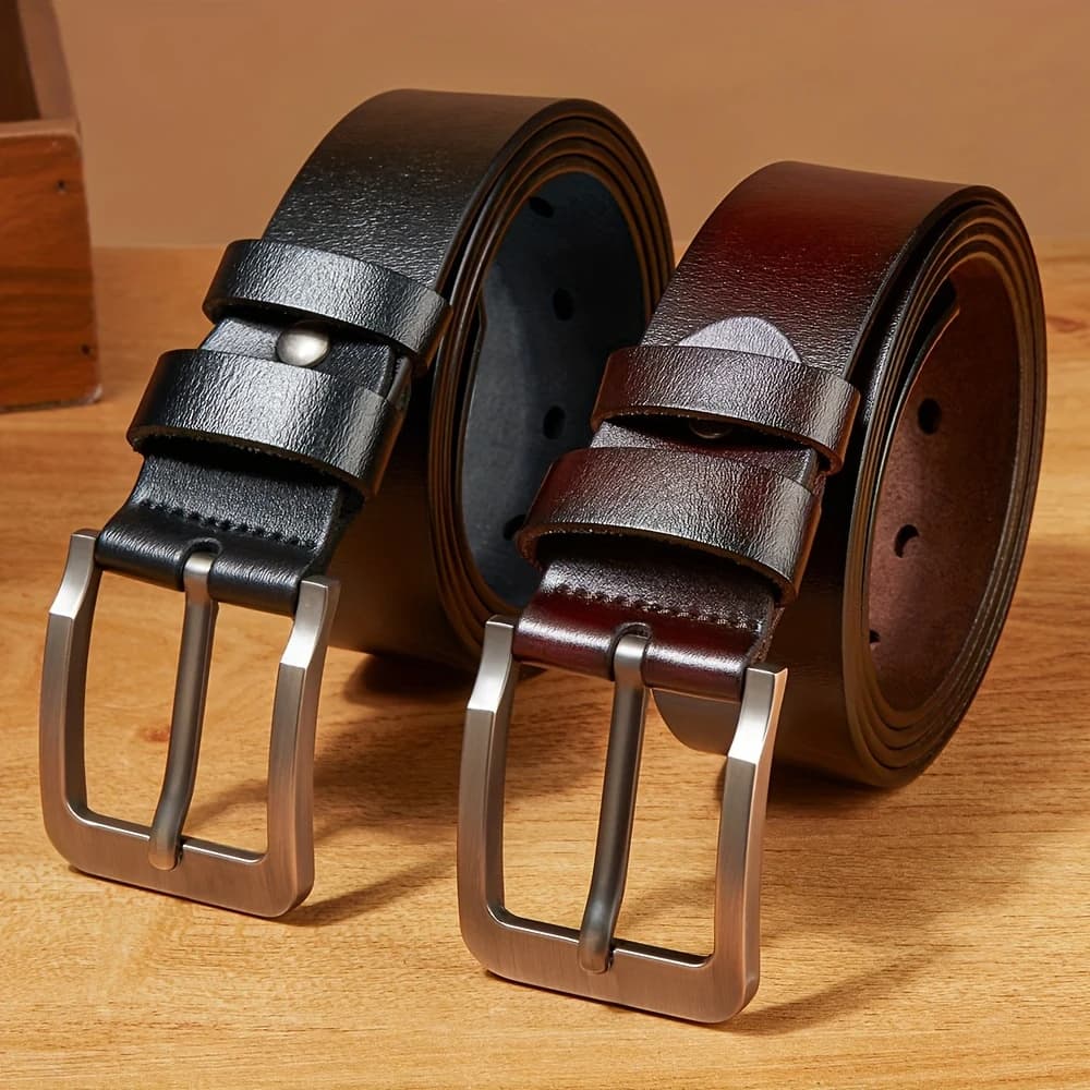 Cinto de Couro PU Masculino Largo De Luxo Alta Qualidade Preto e Marrom