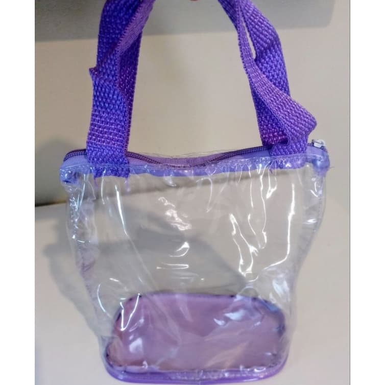 kit com 15 sacola cristal com alça para lembrancinhas
