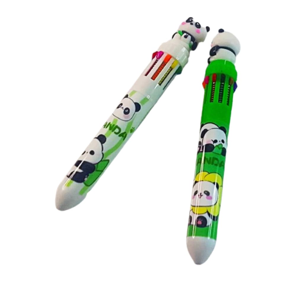 Kit 2 Canetas Panda 10 Cores - 2 Canetas Esferográficas Panda 10 Cores