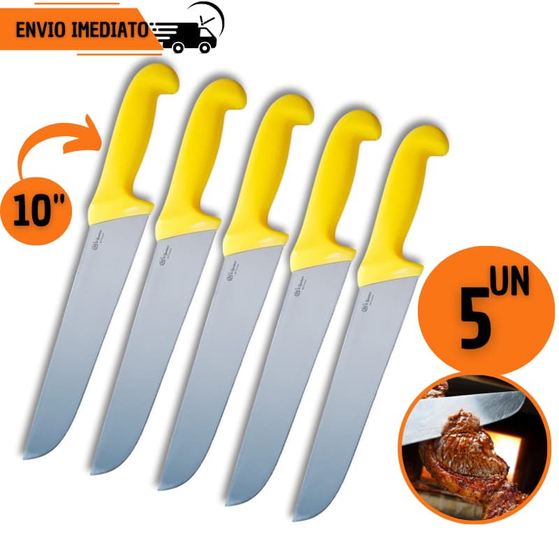 Faca Profissional 10" Desossar 5/3/1 Unids Corte Afiado Aço Inox Açougue Premium Chef Churrasco
