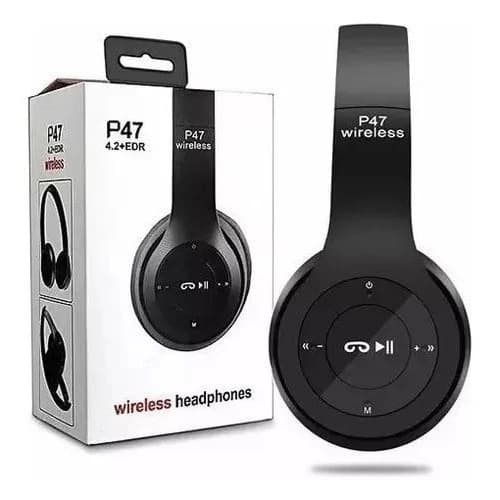 Fones de ouvido Bluetooth sem fio montados na cabeça, fones de ouvido para celular p47