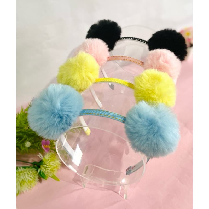 tiara pompom, arco de cabelo, pompom de pelúcia, tiara fofa, tiara para criança