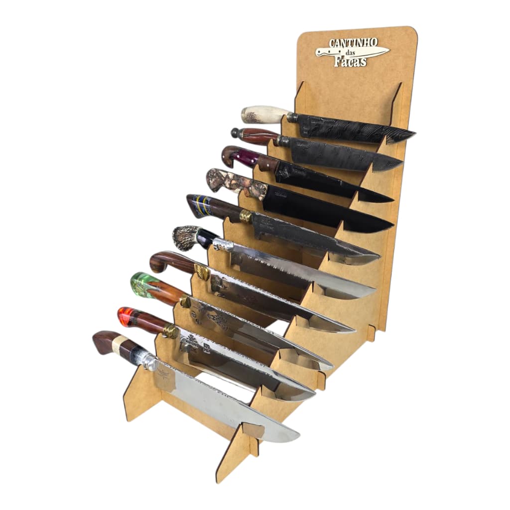 Expositor Suporte Mesa Para Facas De 10 Facas Faqueiro Mdf