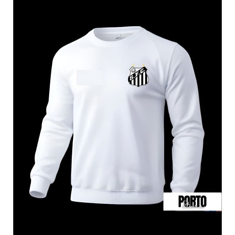 Blusa de frio moletom gola redonda sem capuz santos top personalizada