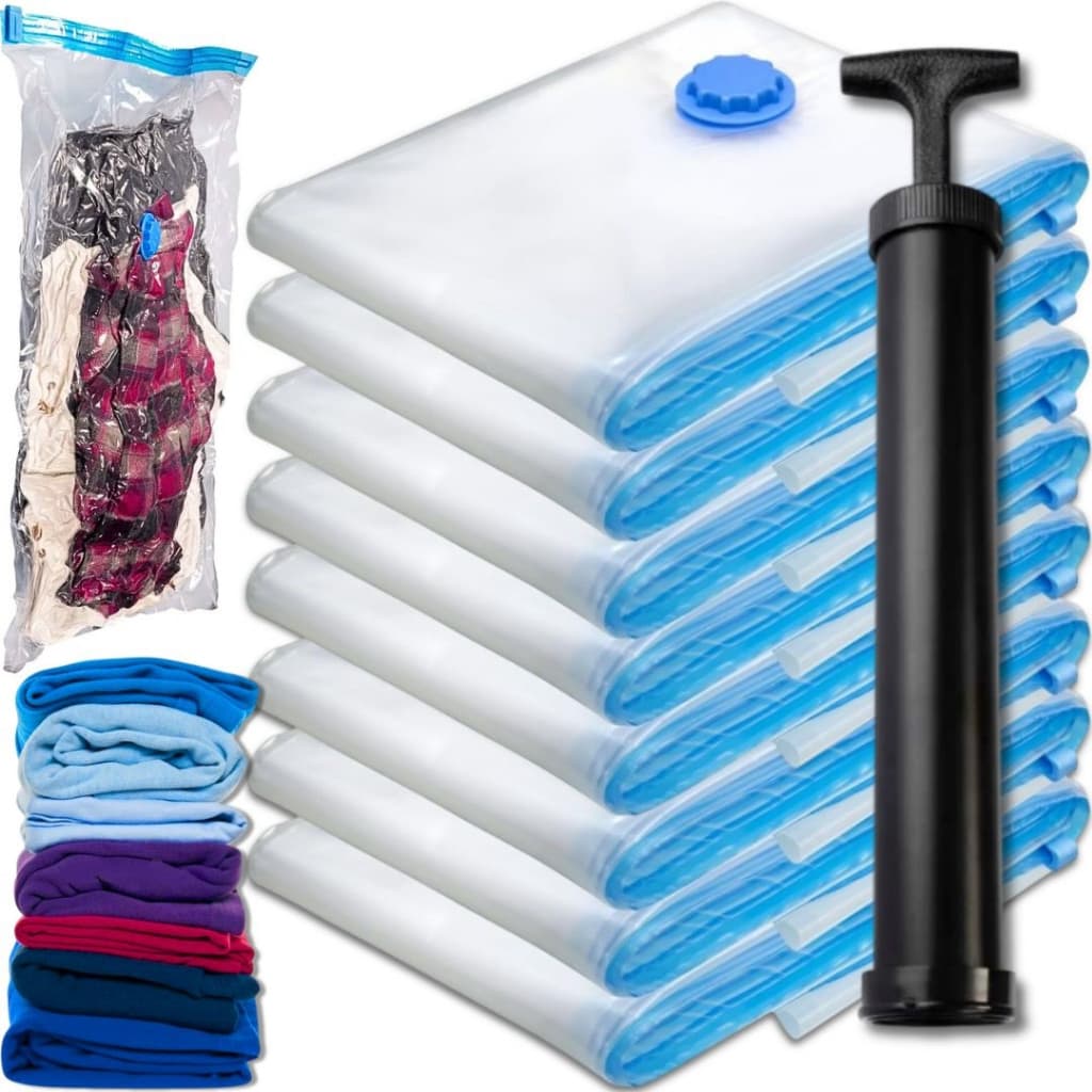 10 Saco A Vácuo Organizador Roupas 50x60 60x80 70x100 + Bomba Embalagem Reutilizável
