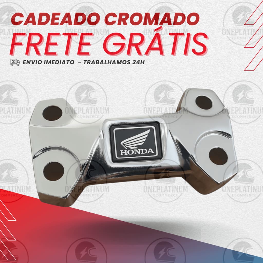 Cadeado Mesa do Guidao Titan Fan Start Cg 150 160 Cromado arrojado e esportivo - BRINDE SELO HONDA