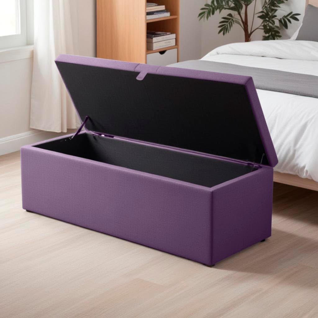 Baú Grande Retangular em Veludo 120x40x44cm - Roxo