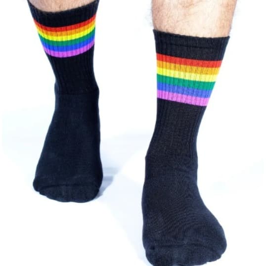 Meia LGBT listrada orgulho gray PRIDE tam unico adulto (ENVIO IMEDIATO)