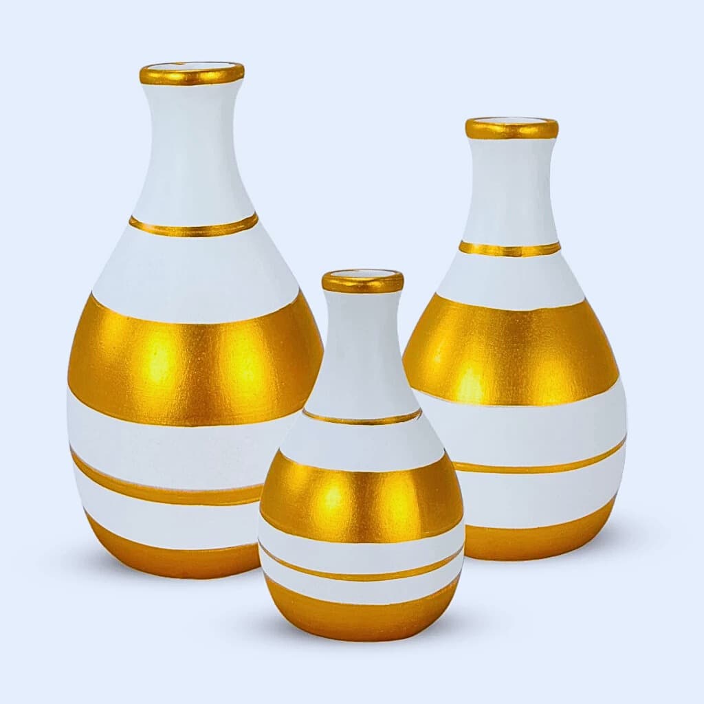 Kit Trio 3 Vasos de cerâmica Enfeite Decorativo Centro De Mesa Sala Enfeite Rack Sala Branco