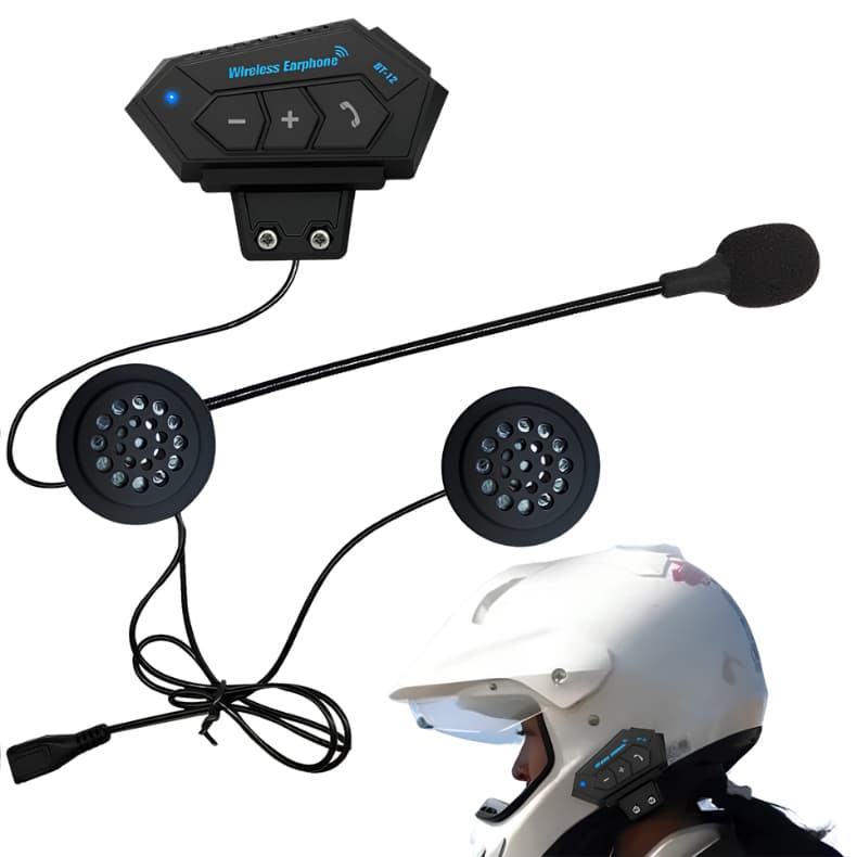 Fone de Ouvido Bluetooth 5.0 para Capacete de Moto Som Claro, Chamadas Mãos-Livres À ProvaD'Água