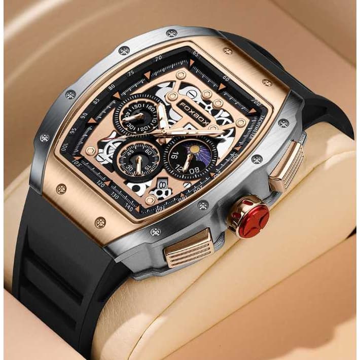 Relógio de Pulso F1 Super Luxo DJ duas cores Tela Foxbox Quartz Masculino Drande Design Único