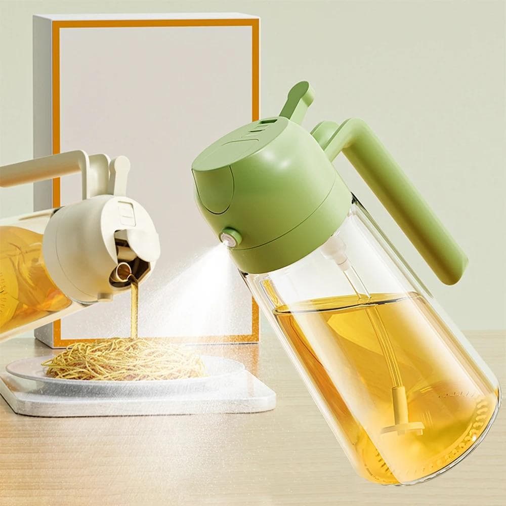 Kit 2 Peças Porta Azeite Vinagre Óleo Shoyu Galheteiro Spray Borrifador Cozinha Vidro Dosador